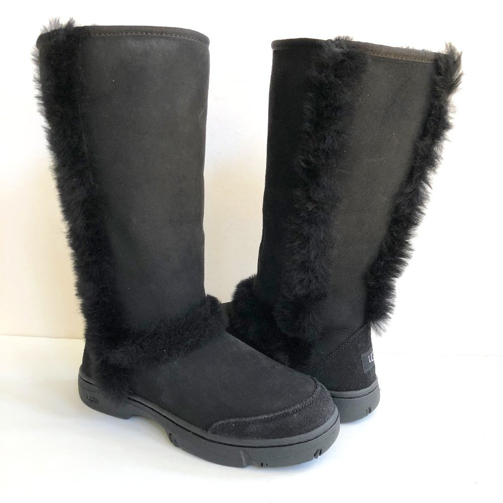 UGG SUNBURST TALL BLACK WATER RESISTANT BOOTS US 8
